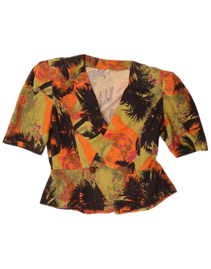 VINTAGE Womens Abstract Pattern Shirt Blouse UK 14 Medium Multicoloured