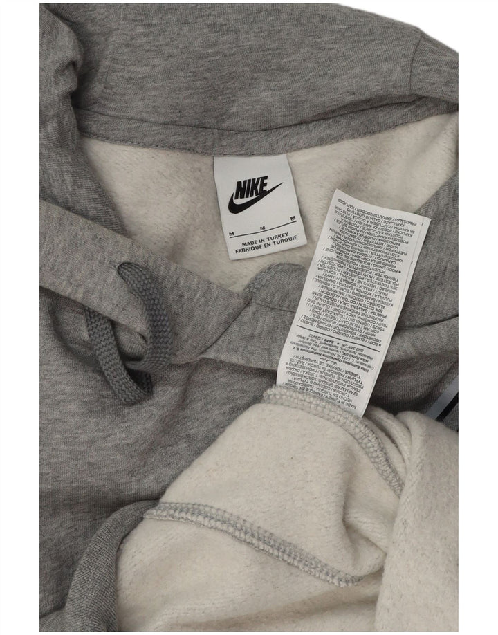 NIKE Mens Graphic Hoodie Jumper Medium Grey Flecked Cotton
