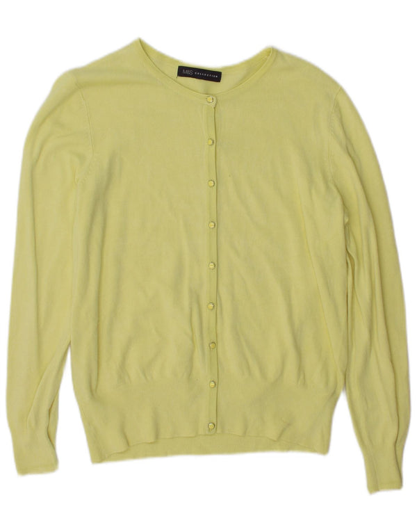 Marks & Spencer Womens Cardigan Sweater UK 14 Large Yellow Viscose