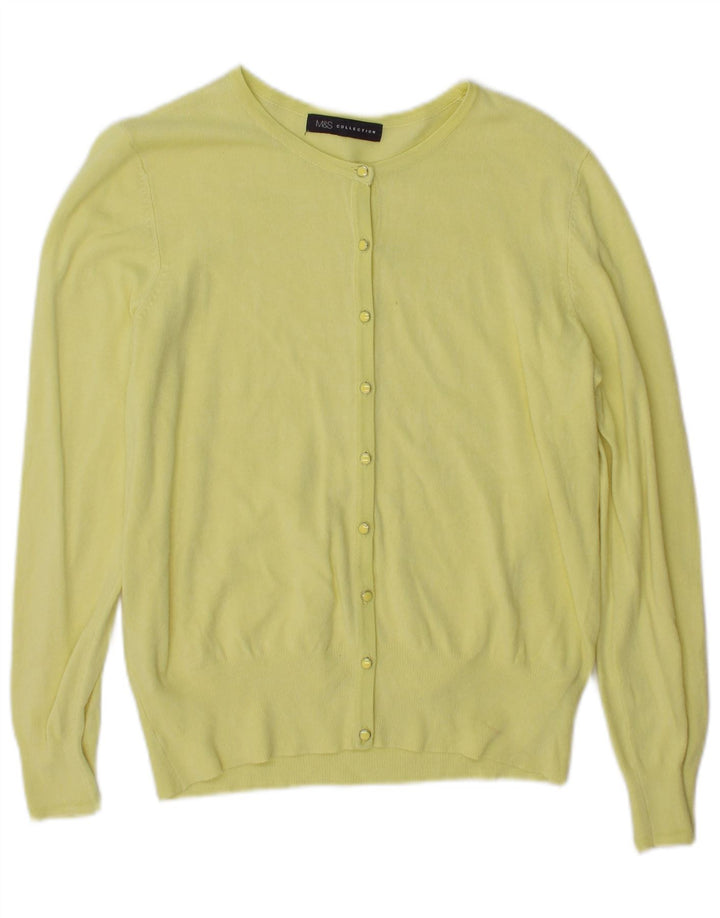 Marks & Spencer Womens Cardigan Sweater UK 14 Large Yellow Viscose