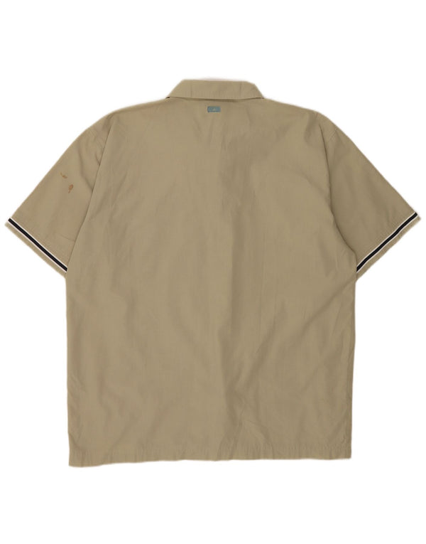 Adidas Mens Short Sleeve Shirt UK 44/46 Large Khaki Polyester