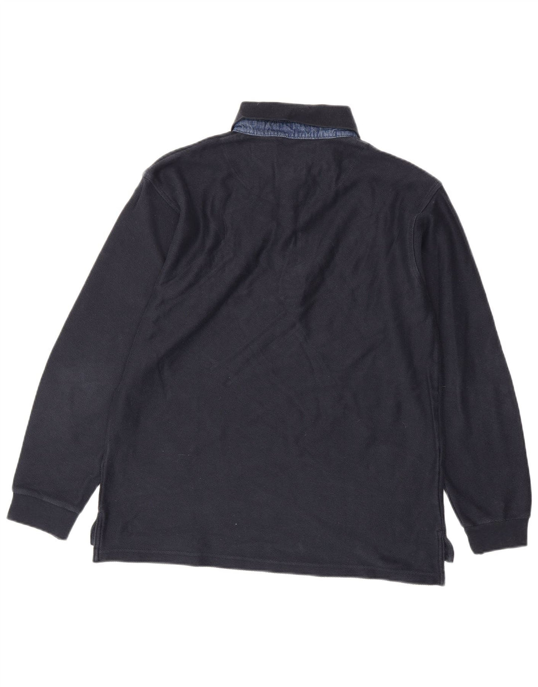 Slam Mens Long Sleeve Polo Shirt Large Navy Blue Cotton