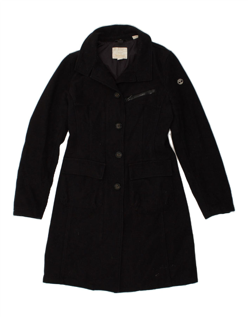 TIMBERLAND Womens Overcoat UK 12 Medium Black Wool | Vintage Timberland | Thrift | Second-Hand Timberland | Used Clothing | Messina Hembry 