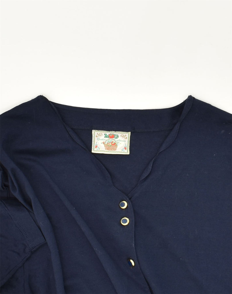 VINTAGE Womens Short Sleeve Shirt Blouse UK 18 XL  Navy Blue Cotton | Vintage Vintage | Thrift | Second-Hand Vintage | Used Clothing | Messina Hembry 