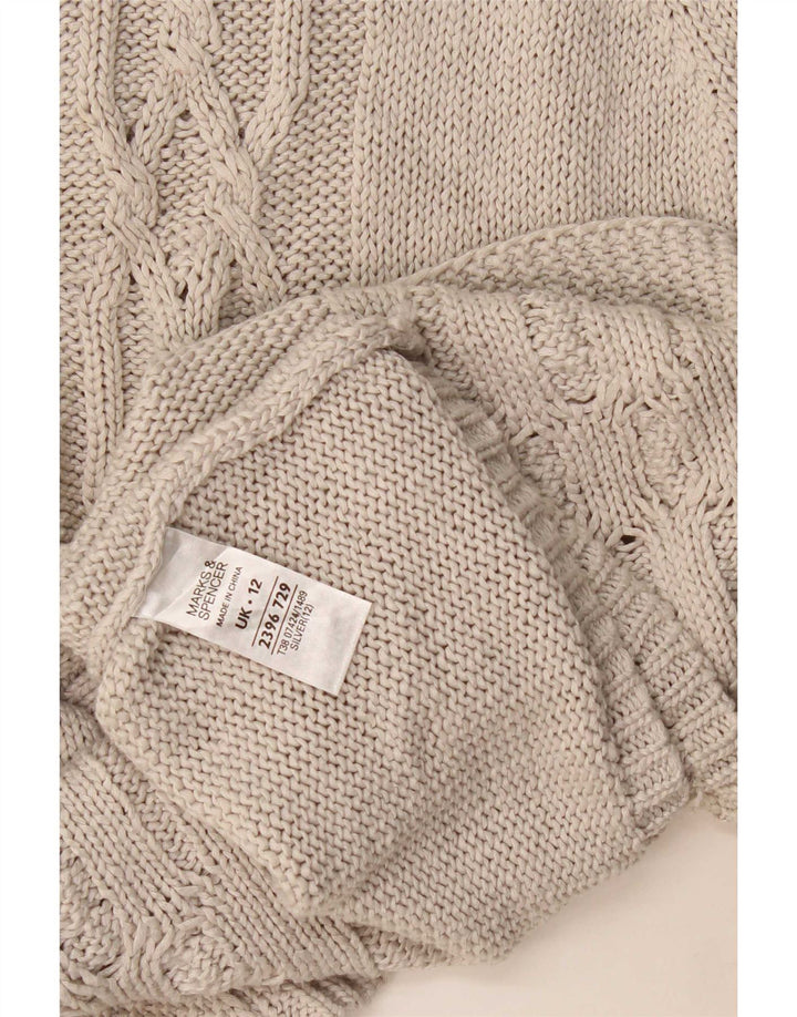 Marks & Spencer Womens Short Sleeve Cardigan Sweater UK 12 Medium Silver