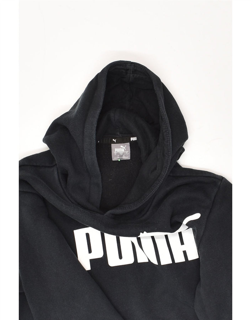 PUMA Boys Graphic Hoodie Jumper 13-14 Years Black Cotton | Vintage Puma | Thrift | Second-Hand Puma | Used Clothing | Messina Hembry 