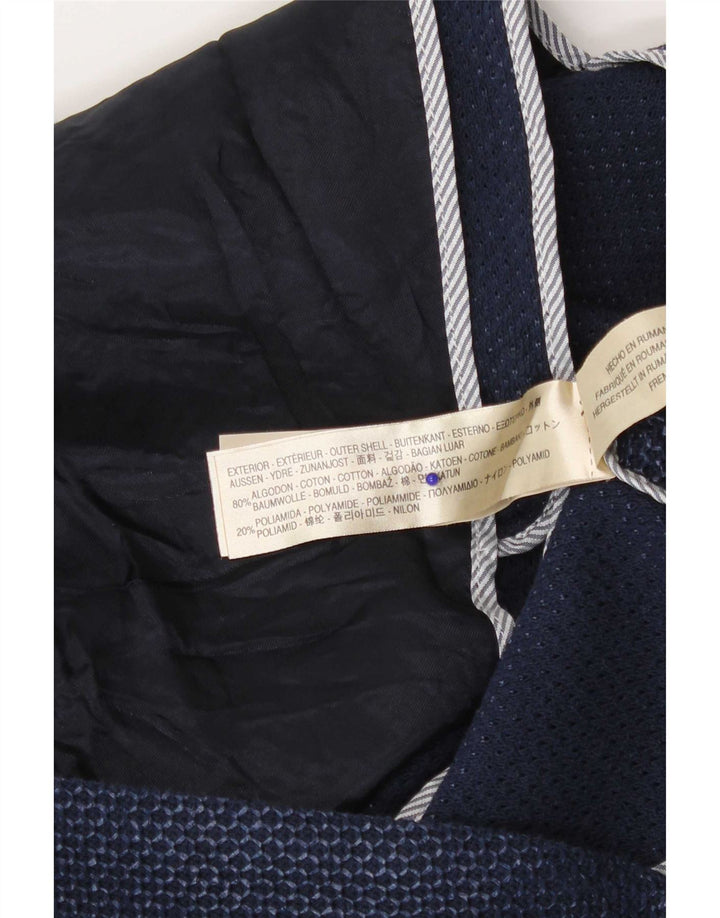 Massimo Dutti Womens 1 Button Blazer Jacket EU 36 XS Navy Blue Cotton