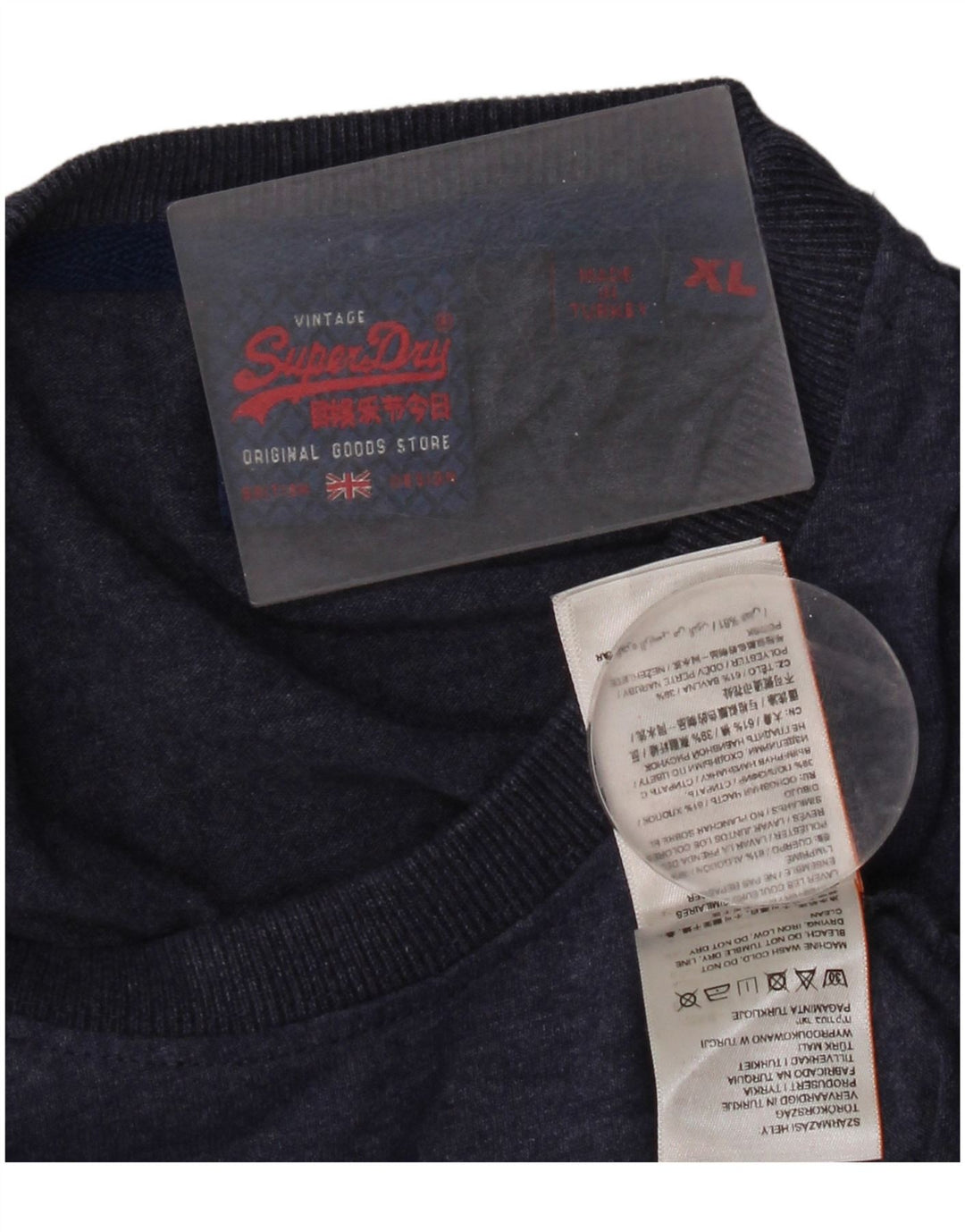 Superdry Mens Graphic T-Shirt Top XL Navy Blue Cotton