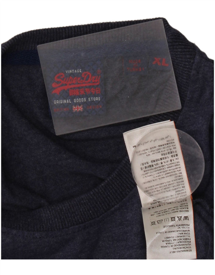 Superdry Mens Graphic T-Shirt Top XL Navy Blue Cotton