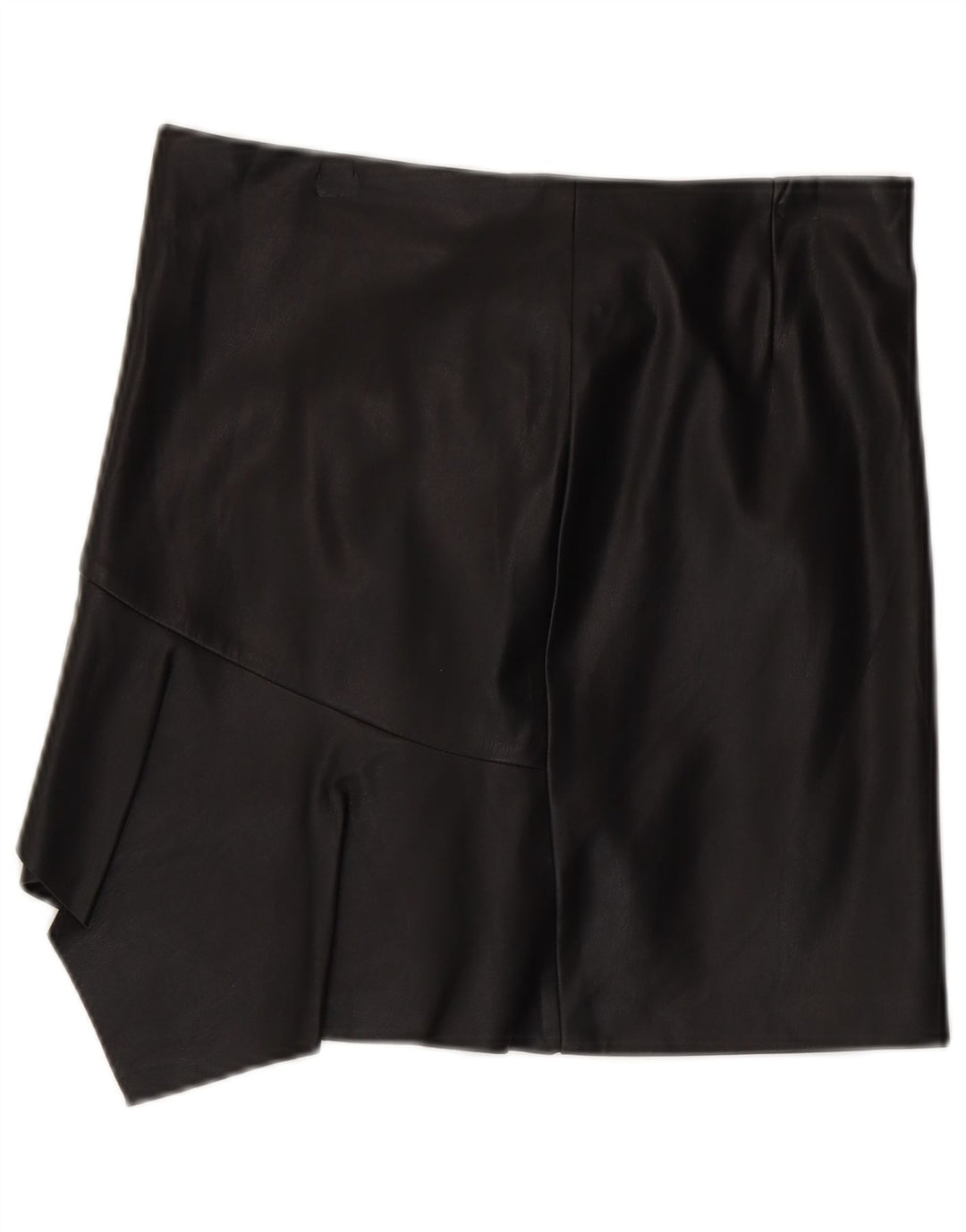 Sisley Womens Asymmetric Leather Skirt UK 12 Medium W30  Black Polyester