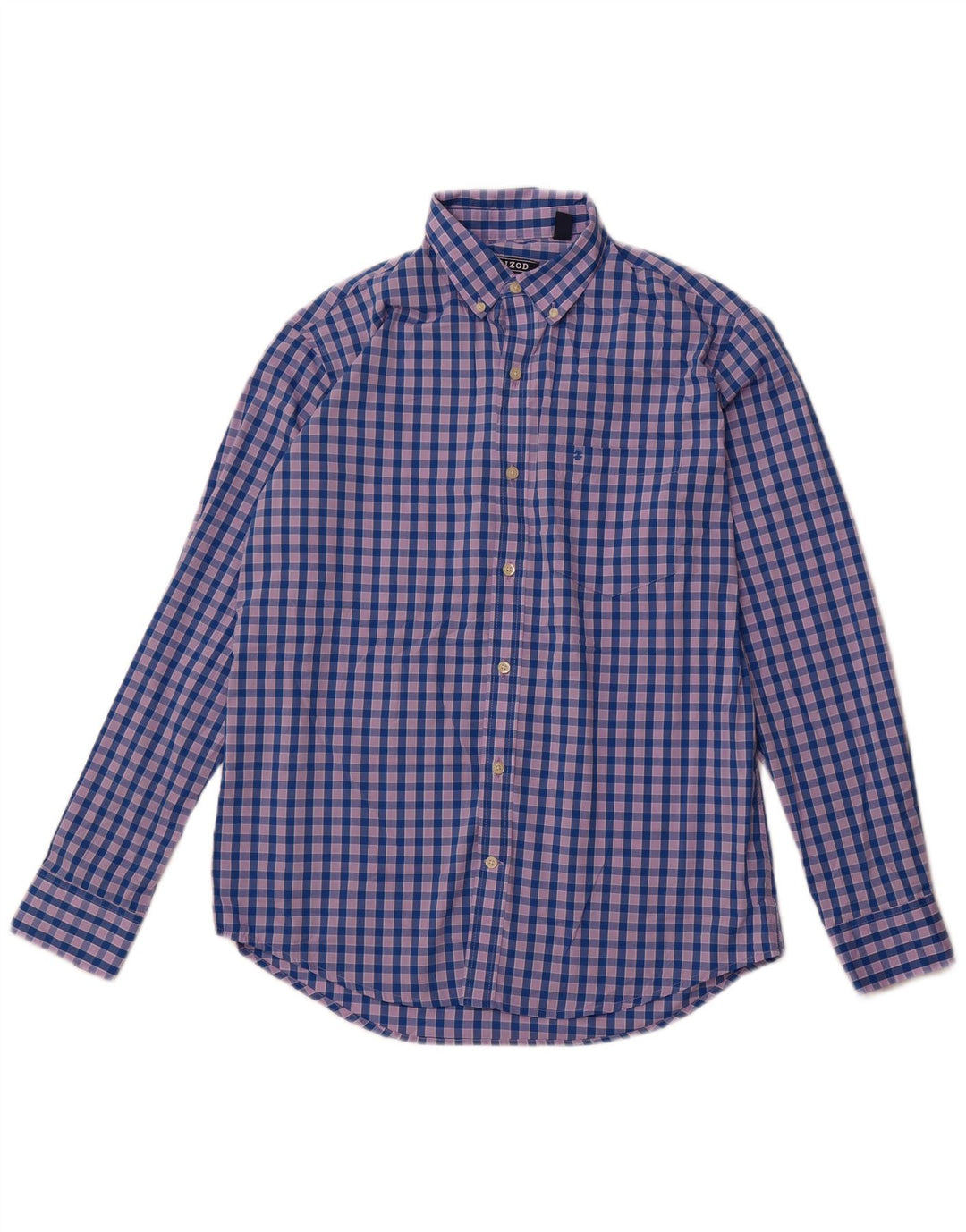 IZOD Mens Shirt Medium Blue Check Polyester