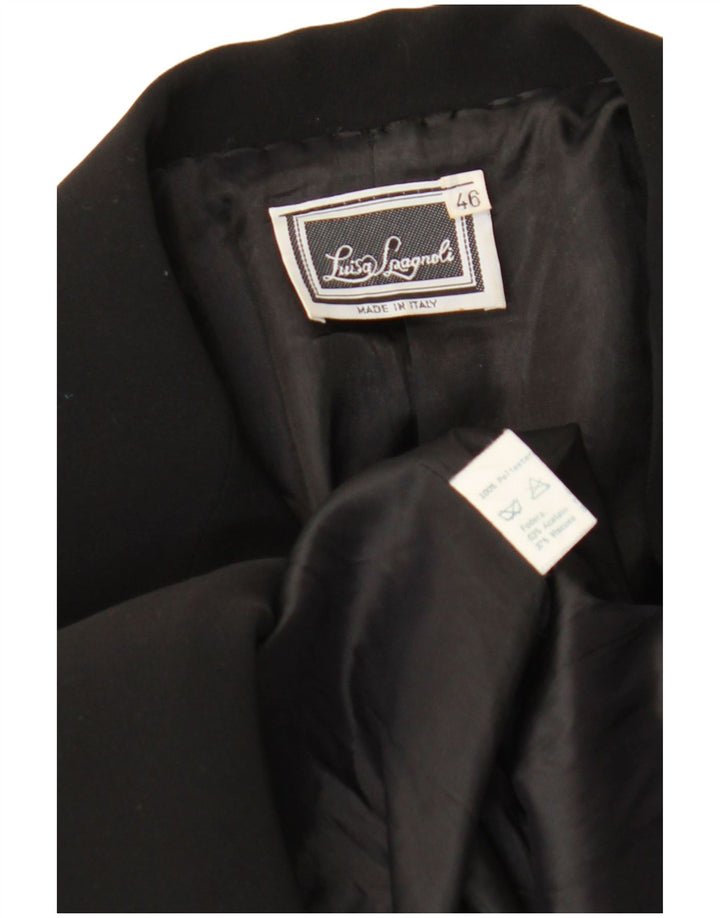 Luisa Spagnoli Womens 2 Button Blazer Jacket IT 46 Large Black Polyester