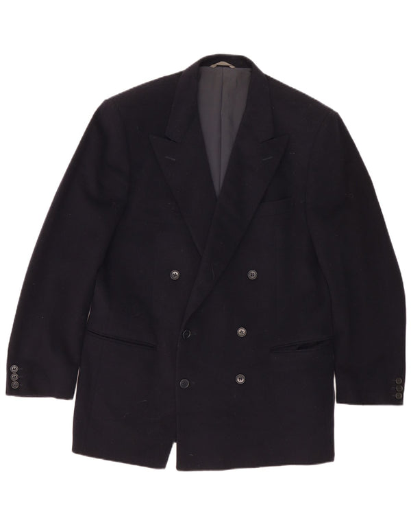 Nino Cerruti Mens Double Breasted Blazer Jacket IT 52 XL Black Wool