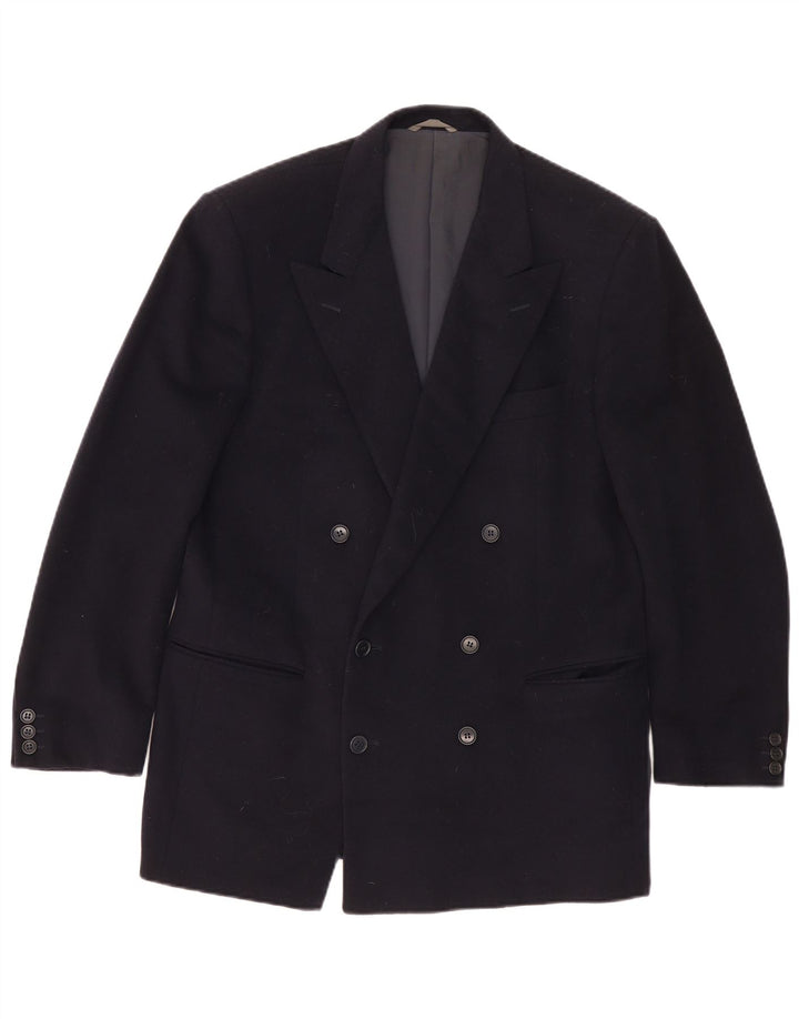 Nino Cerruti Mens Double Breasted Blazer Jacket IT 52 XL Black Wool