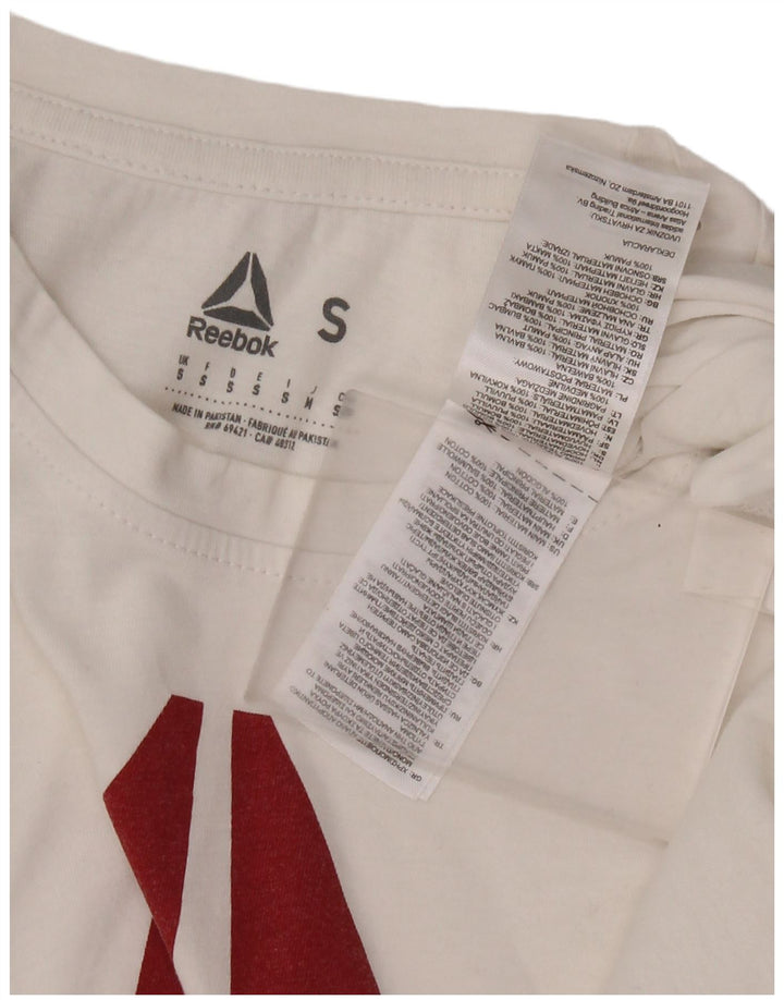 REEBOK Mens Graphic T-Shirt Top Small White Cotton