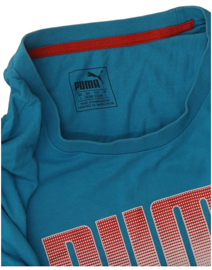 PUMA Mens Graphic T-Shirt Top Large Blue