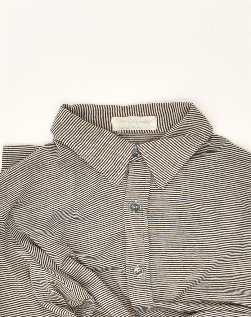 VINTAGE Mens Shirt IT 48 Medium Grey Striped Polyacrylic | Vintage Vintage | Thrift | Second-Hand Vintage | Used Clothing | Messina Hembry 