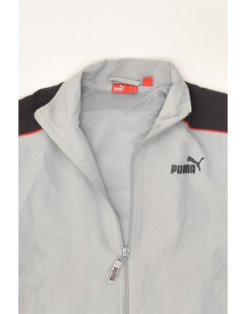 PUMA Boys Graphic Tracksuit Top Jacket 5-6 Years Grey Colourblock | Vintage Puma | Thrift | Second-Hand Puma | Used Clothing | Messina Hembry 