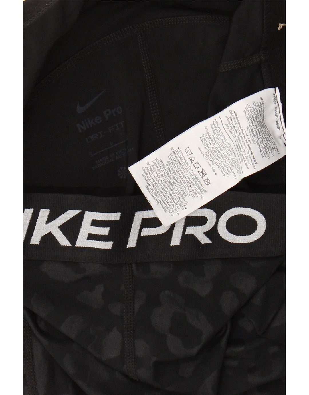 Nike Womens Graphic Capri Leggings UK 8 Small Black Animal Print Polyester