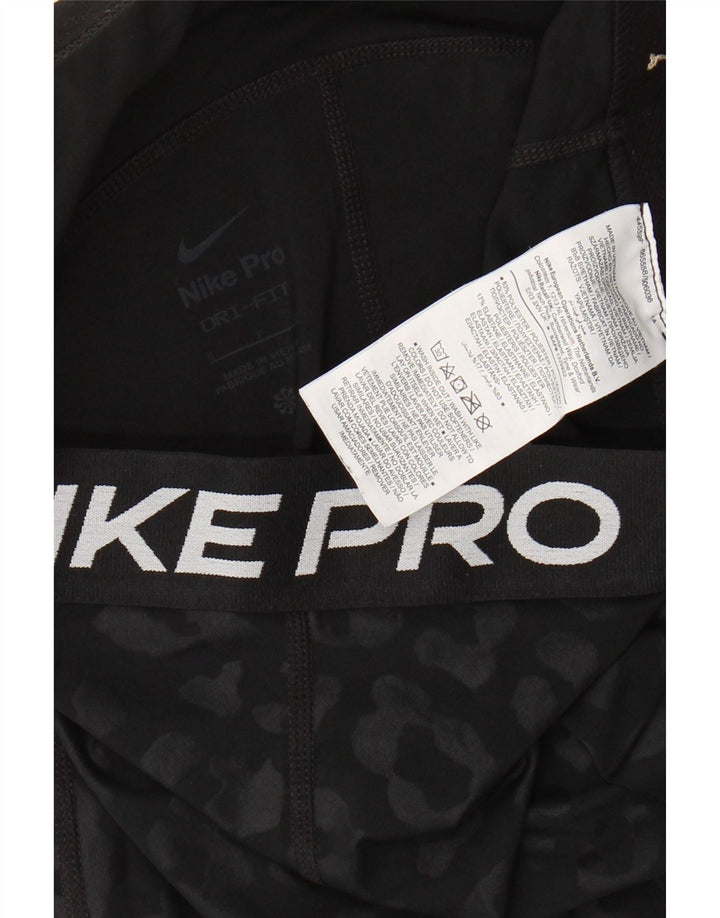 Nike Womens Graphic Capri Leggings UK 8 Small Black Animal Print Polyester