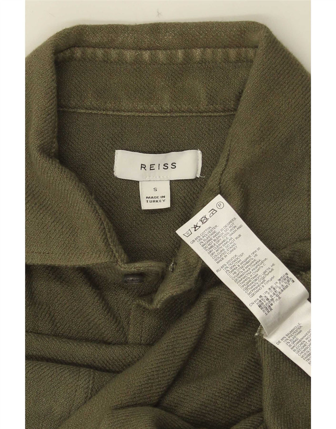 Reiss Mens Shirt Small Khaki Cotton