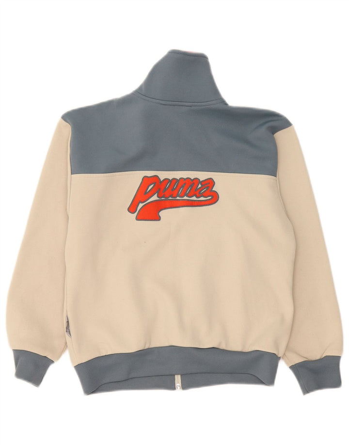 Puma Boys Graphic Tracksuit Top Jacket 9-10 Years Beige Colourblock