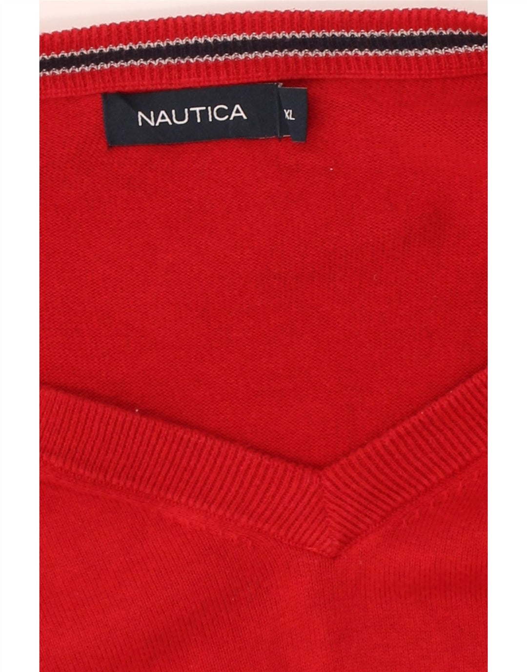 NAUTICA Mens V-Neck Jumper Sweater XL Red Cotton Vintage Nautica and Second-Hand Nautica from Messina Hembry 