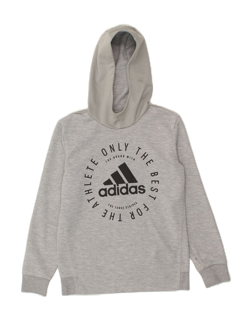 ADIDAS Boys Graphic Hoodie Jumper 10-11 Years Grey | Vintage Adidas | Thrift | Second-Hand Adidas | Used Clothing | Messina Hembry 