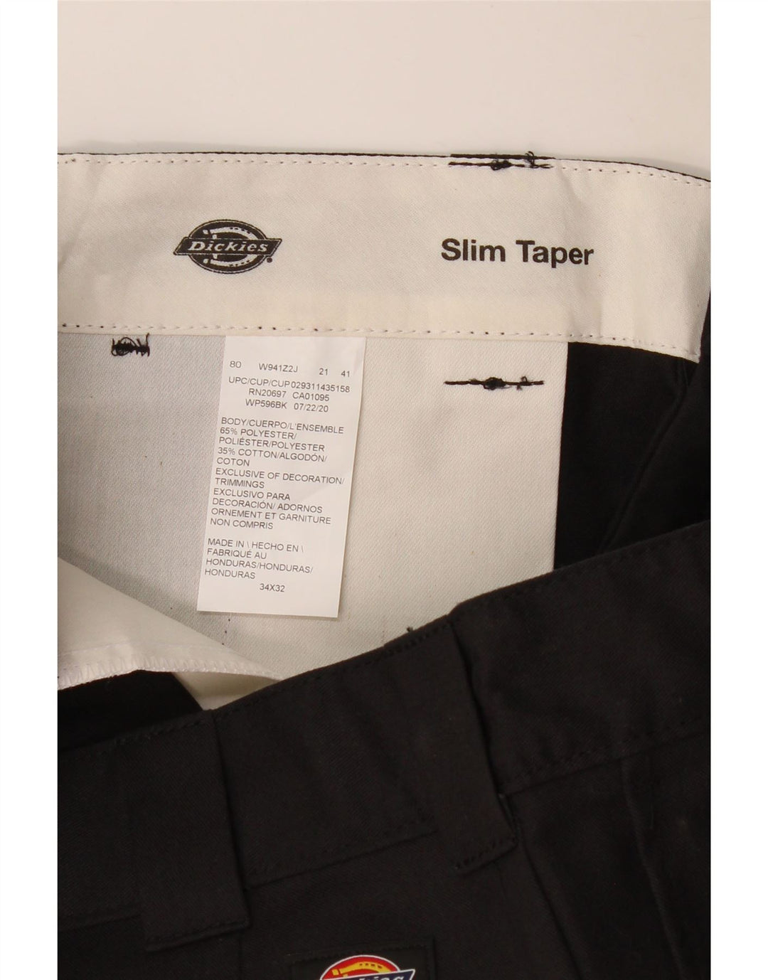 DICKIES Mens Slim Tapered Cargo Trousers W34 L32 Black Polyester