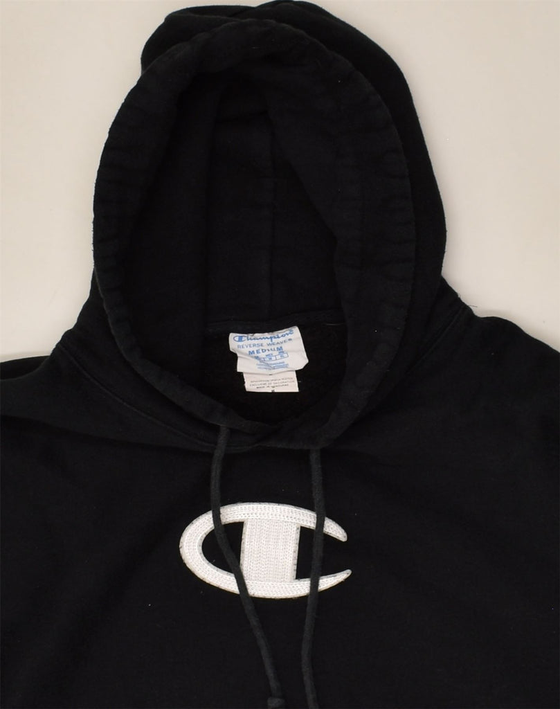 CHAMPION Mens Graphic Hoodie Jumper Medium Black Cotton | Vintage Champion | Thrift | Second-Hand Champion | Used Clothing | Messina Hembry 