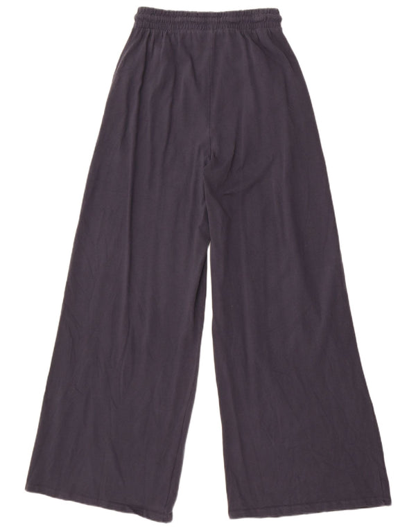 Zara Womens Wide Leg Tracksuit Trousers UK 10 Small  Navy Blue Cotton