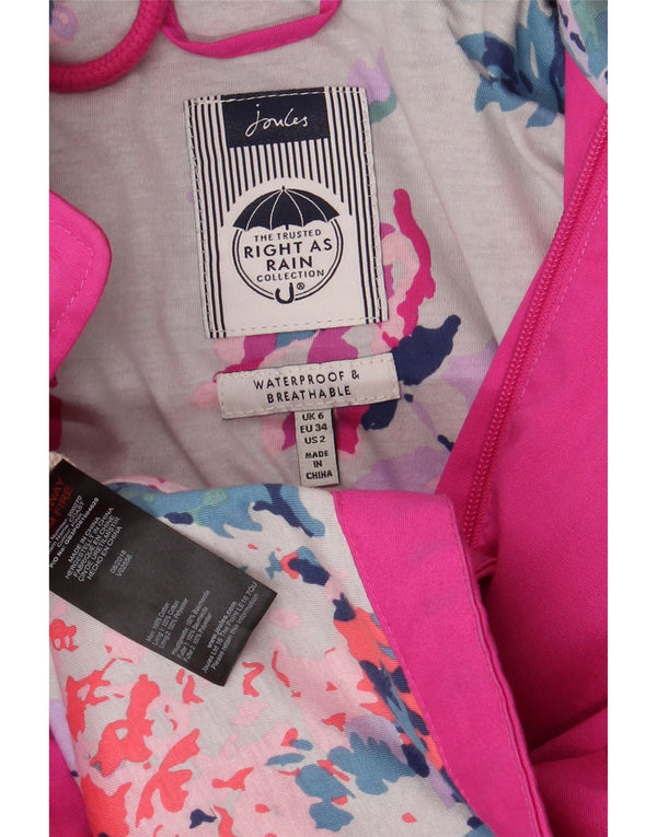 JOULES Womens Hooded Windbreaker Jacket UK 6 Small Pink Cotton