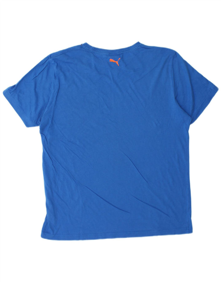 PUMA Mens Graphic T-Shirt Top Large Blue Cotton