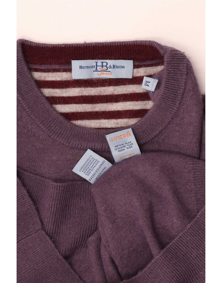 Harmont & Blaine Mens Crew Neck Jumper Sweater Medium Purple Wool