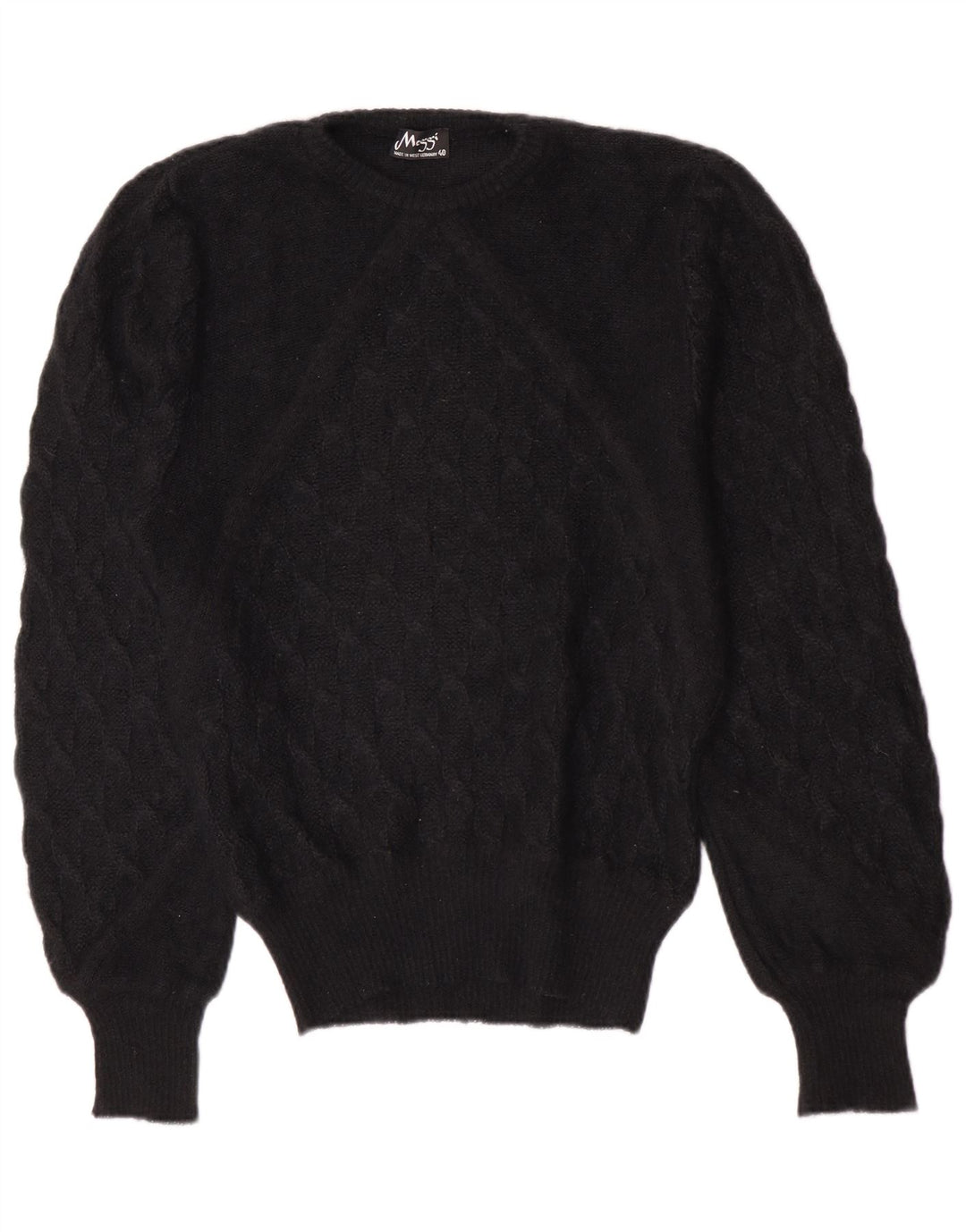 Meggi Womens Crew Neck Jumper Sweater EU 40 Medium Black Mohair