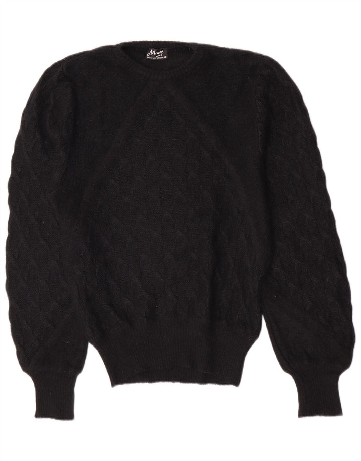 Meggi Womens Crew Neck Jumper Sweater EU 40 Medium Black Mohair