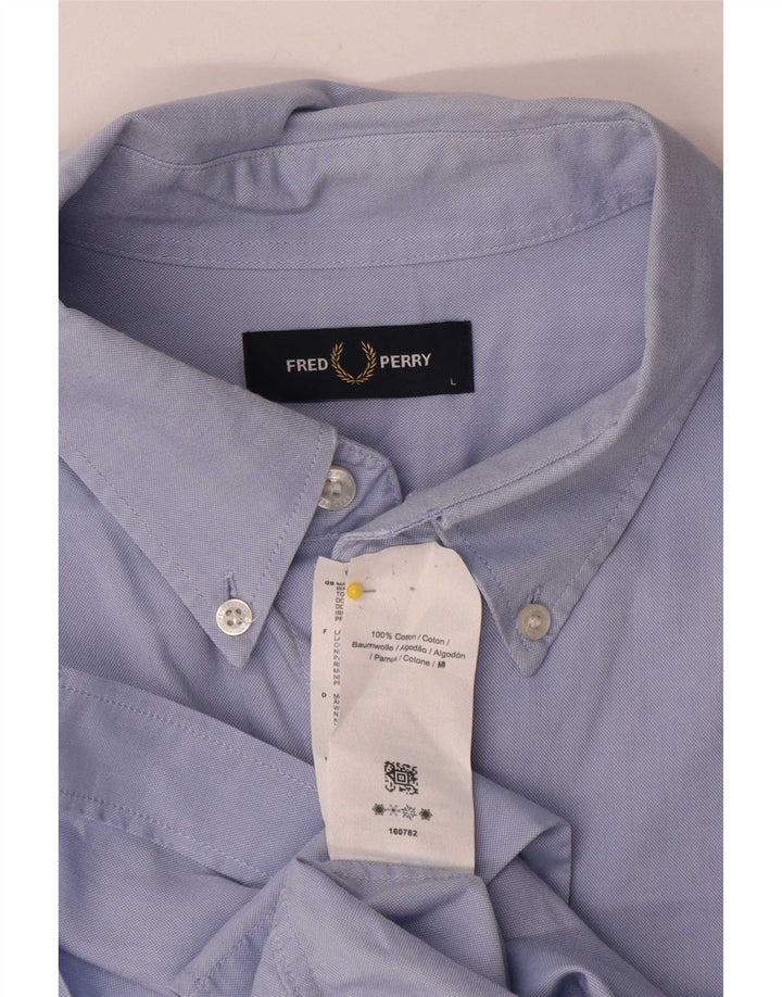 Fred Perry Mens Shirt Large Blue Cotton