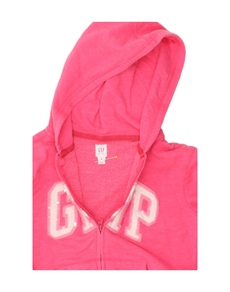 GAP Girls Graphic Zip Hoodie Sweater 7-8 Years Medium  Pink Polyester | Vintage Gap | Thrift | Second-Hand Gap | Used Clothing | Messina Hembry 