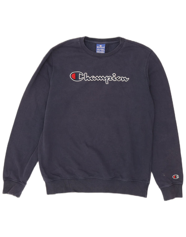 Champion Boys Graphic Sweatshirt Jumper 15-16 Years 2XL Navy Blue Cotton