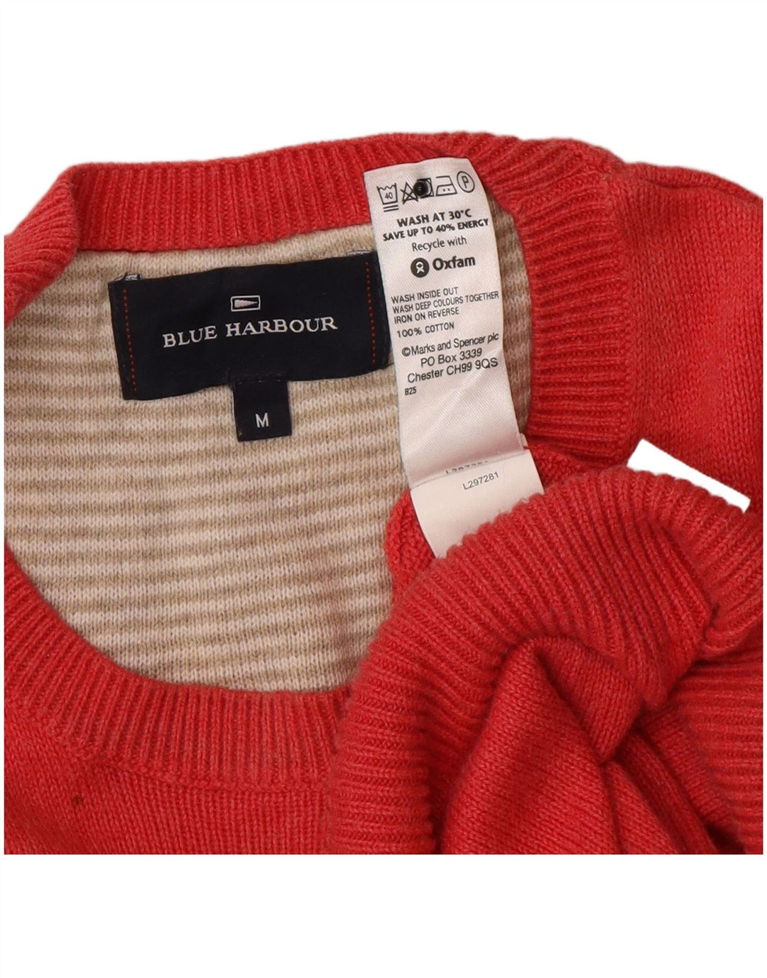 Marks & Spencer Mens Blue Harbour Crew Neck Jumper Sweater Medium Red