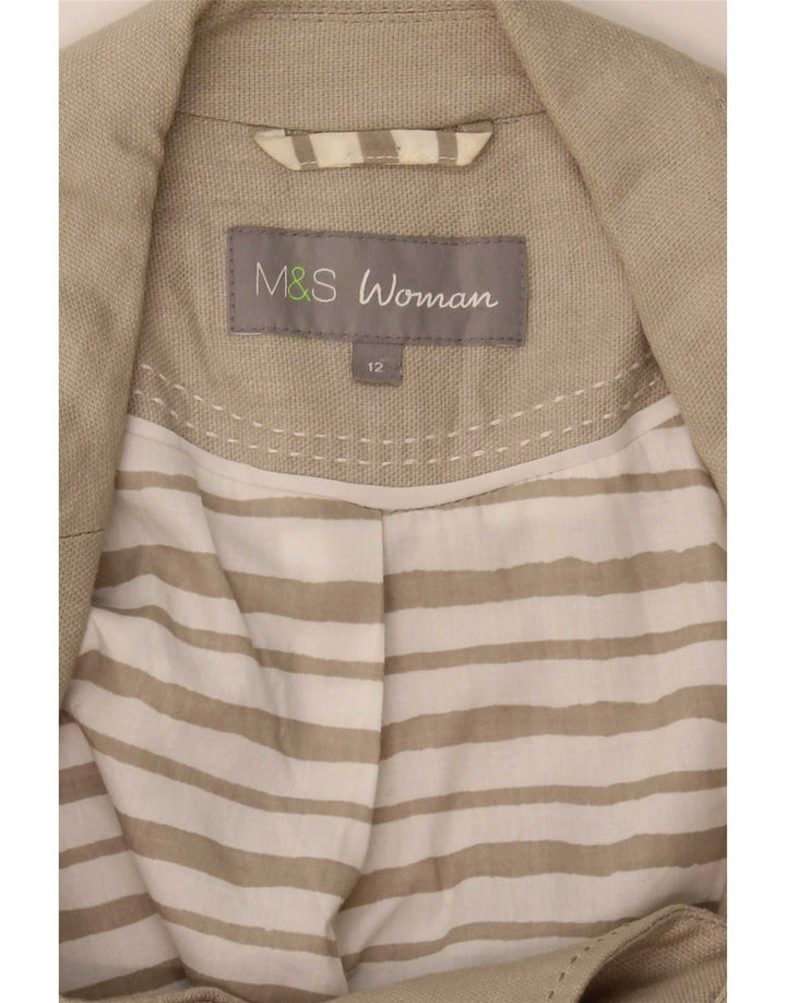 Marks & Spencer Womens 3 Button Blazer Jacket UK 12 Medium Beige