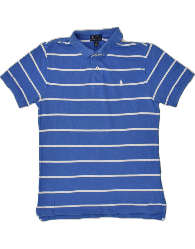 POLO RALPH LAUREN Boys Polo Shirt 14-15 Years Large Blue Striped Cotton | Vintage Polo Ralph Lauren | Thrift | Second-Hand Polo Ralph Lauren | Used Clothing | Messina Hembry 