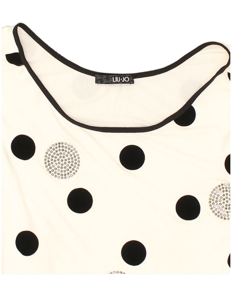 LIU JO Womens Crop Blouse Top UK 16 Large White Polka Dot | Vintage Liu Jo | Thrift | Second-Hand Liu Jo | Used Clothing | Messina Hembry 