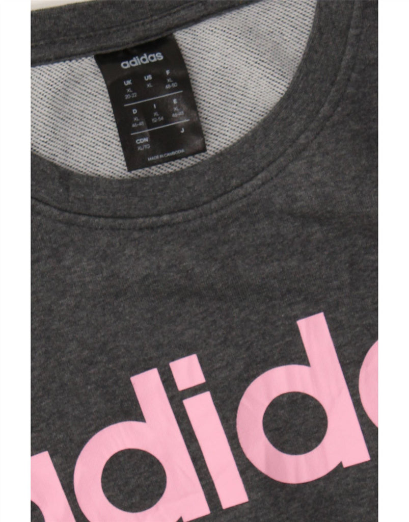 ADIDAS Womens Graphic Sweatshirt Jumper UK 20/22 XL Grey Cotton Vintage Adidas and Second-Hand Adidas from Messina Hembry 