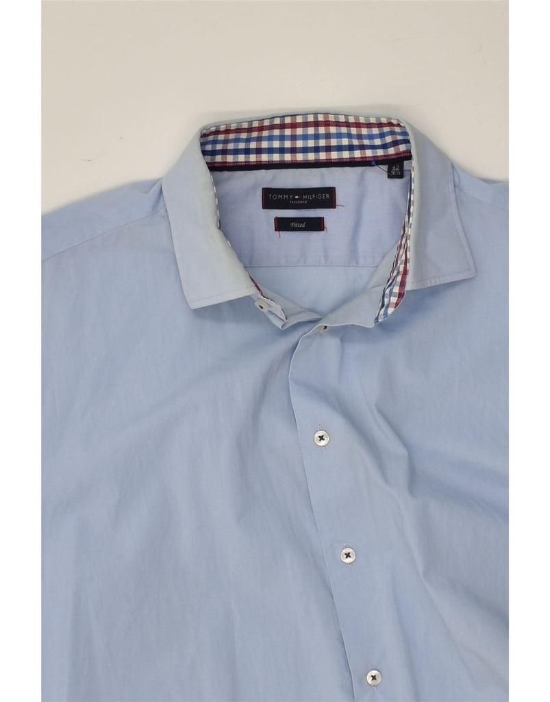 TOMMY HILFIGER Mens Fitted Tailored Fit Shirt Size 42 16 1/2 Large Blue | Vintage Tommy Hilfiger | Thrift | Second-Hand Tommy Hilfiger | Used Clothing | Messina Hembry 