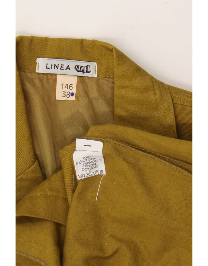 Vintage Womens 3/4 Sleeve 2 Button Blazer Jacket EU 38 Medium Khaki Cotton