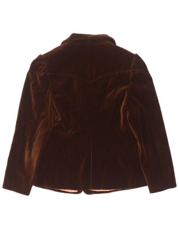 Vintage Womens Velvet Blazer Jacket UK 10 Small Brown