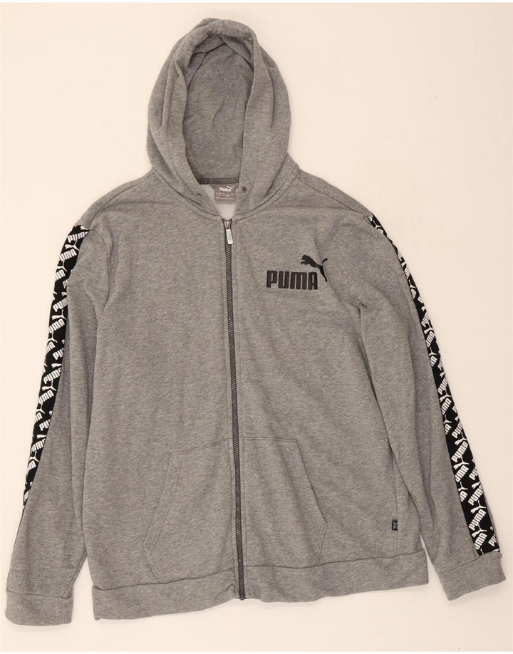 PUMA Mens Graphic Zip Hoodie Sweater XL Grey Cotton Vintage Puma and Second-Hand Puma from Messina Hembry 
