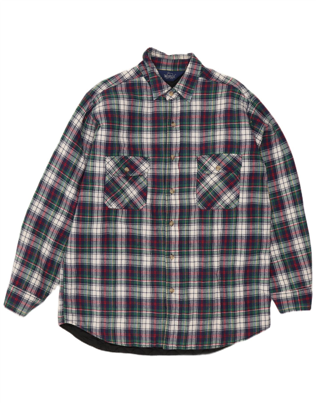WOOLRICH Mens Flannel Shirt Large Navy Blue Check