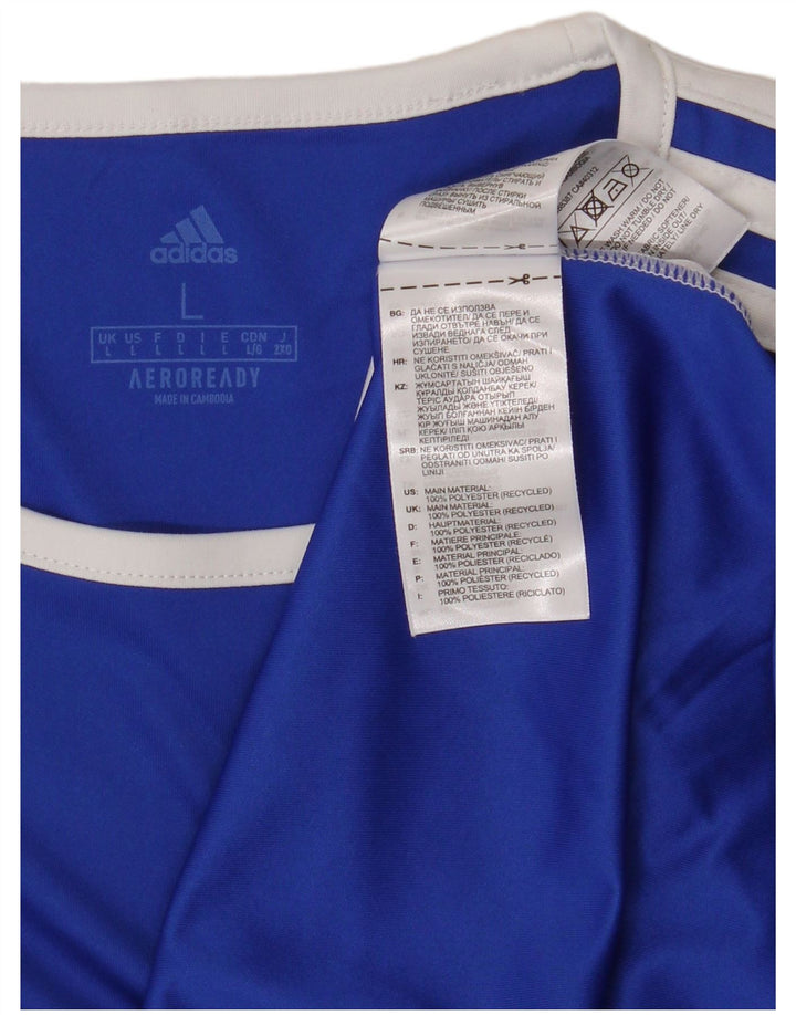 Adidas Mens Aeroready T-Shirt Top Large Blue Colourblock Polyester